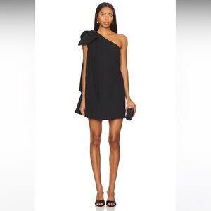Revolve ELLIATT Kennedy Party Dress - One Shoulder Bow Black Size M Mini Dress
